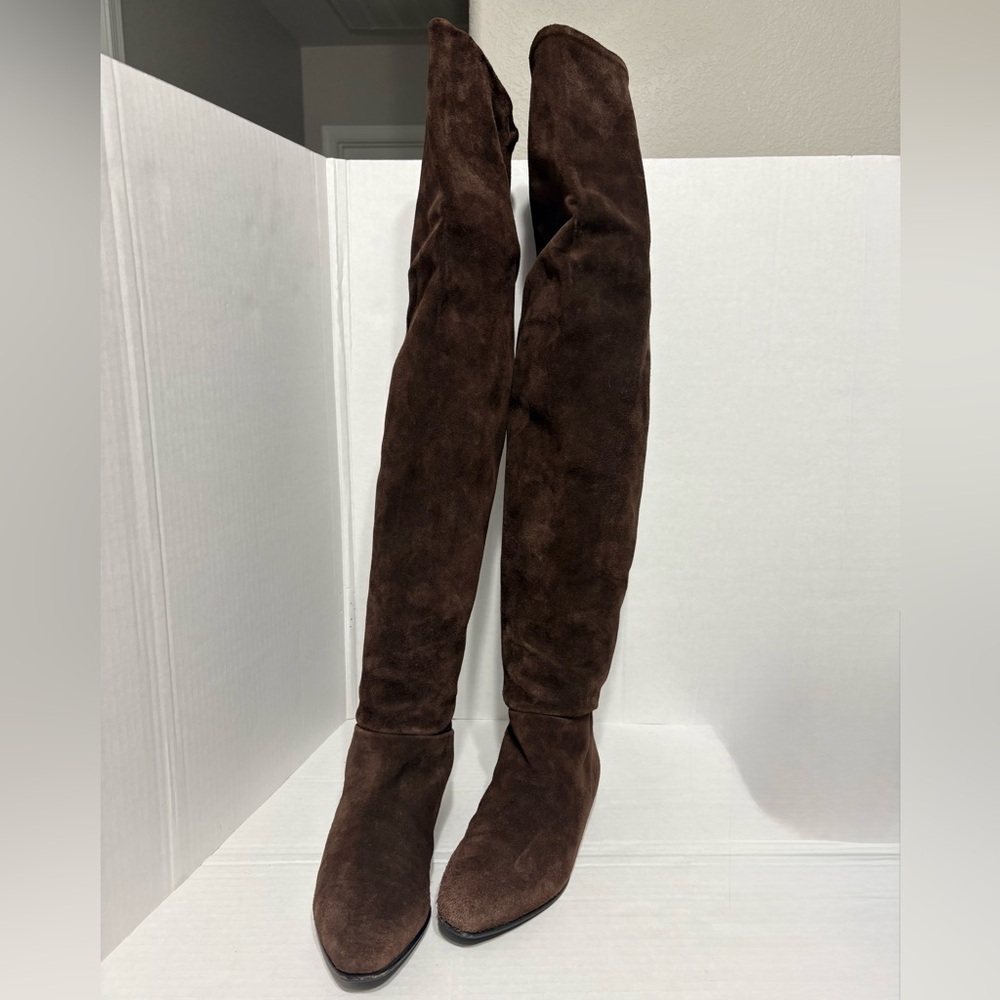 Elegant  Supple Chocolate Brown 100% Suede Over-the-Knee Boots. Roberto Vianni 8